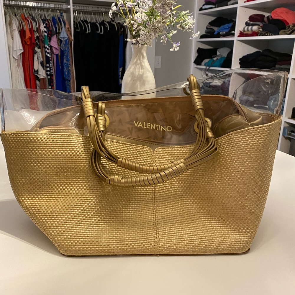 Valentino Basket Tote Bag Gold